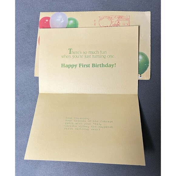 Cabbage Patch Preemie Green Eyes 1982 Dress/Shoes/Hat Birth Certificate & More - Picture 3 of 16